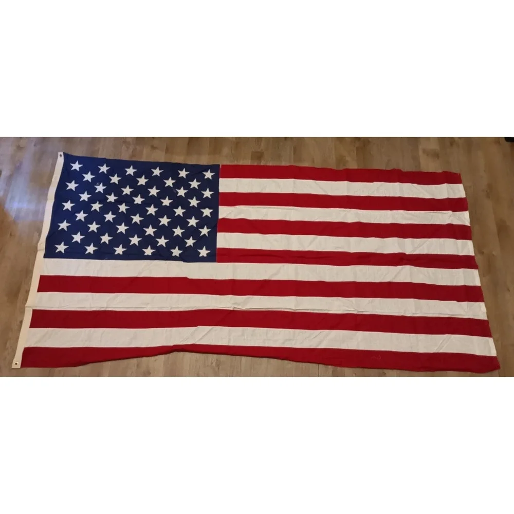 Valley Forge AMERICAN FLAG all Cotton Bunting USA 5'x9.5' clean exc 50 star C2